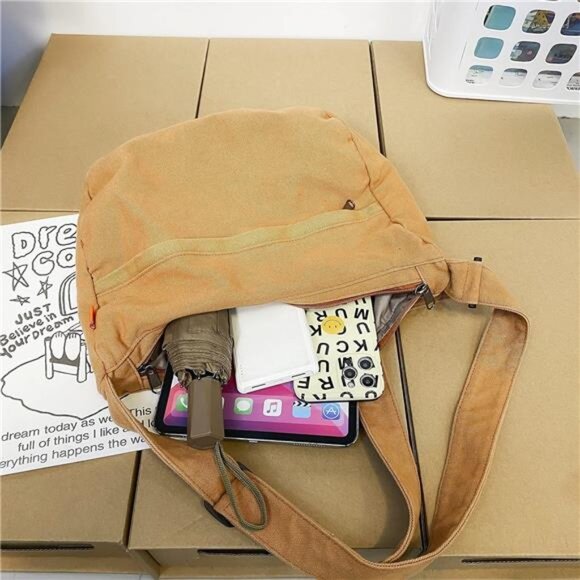 Canvas Messenger Bag Crossbody Tote Shoulder Handbag Large Casual Travel Bag - Picture 5 of 7